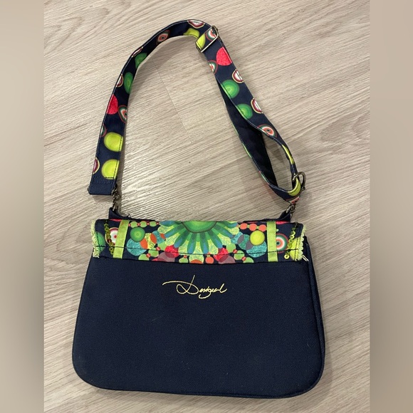 DESIGUAL Small Navy Multicoloured Designer Shoulder Bag with Mandala Print. - Picture 3 of 13